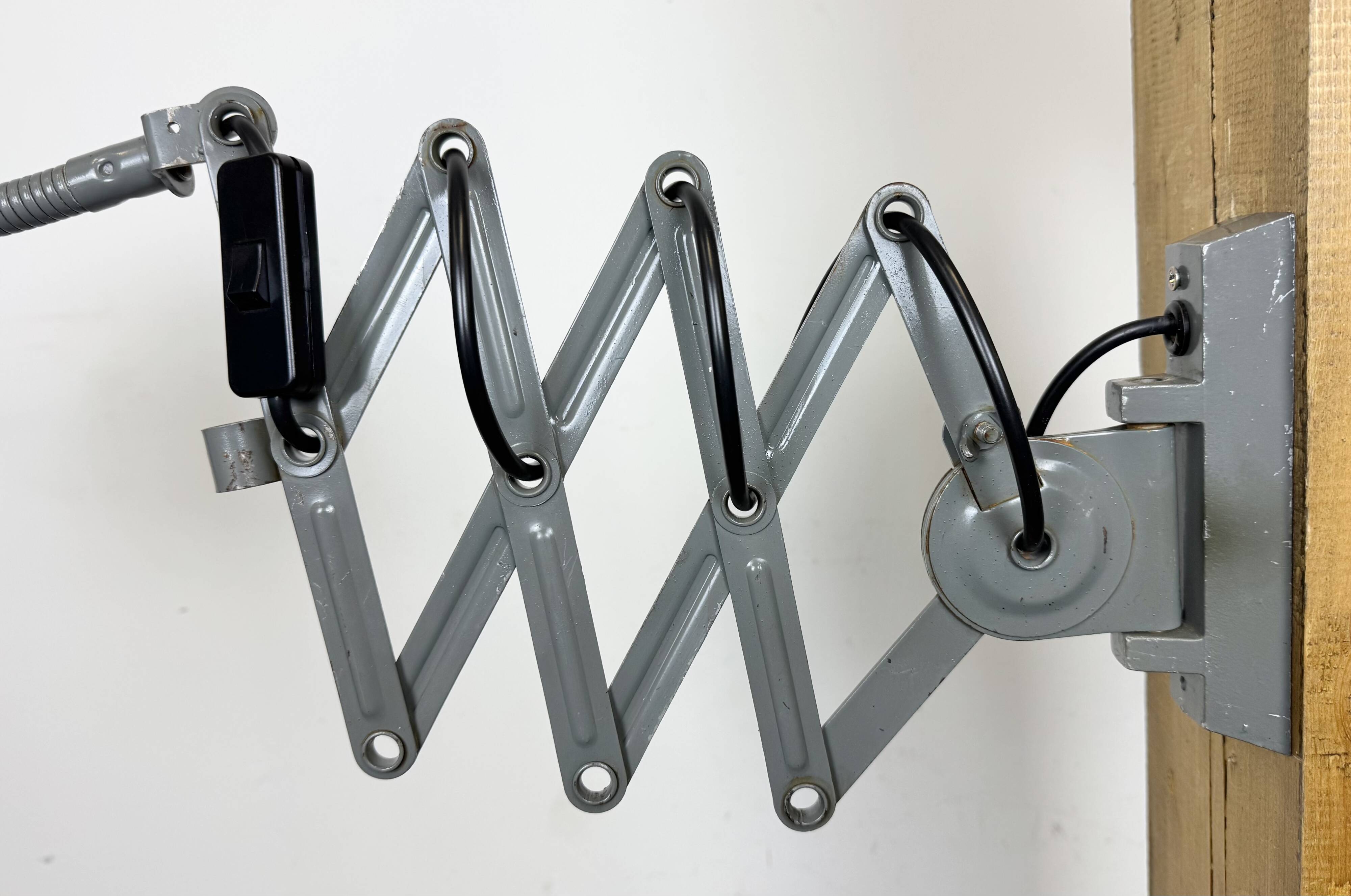 Grey Industrial Scissor Wall Lamp from Elektroinstala, 1960s