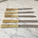 Lot de 5 couteaux en corne années 50 vintage