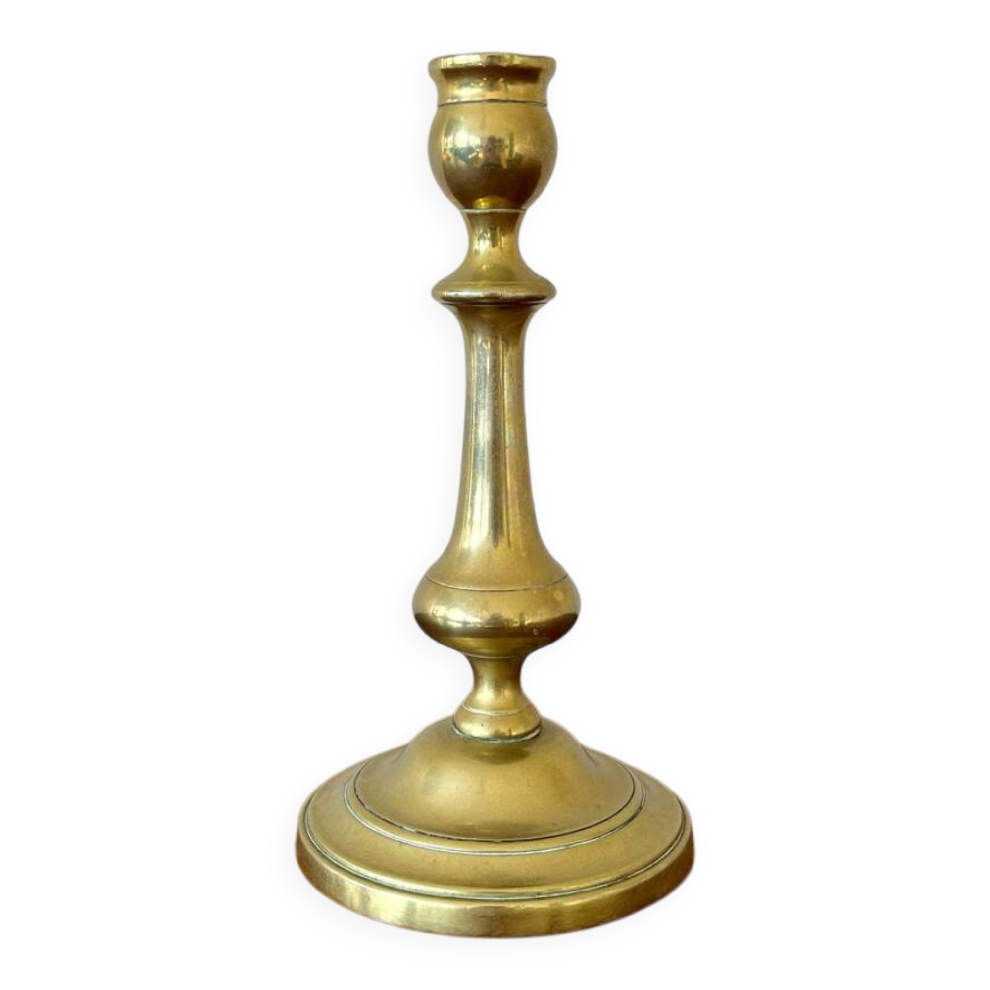 Vintage baluster-shaped antique brass candlestick