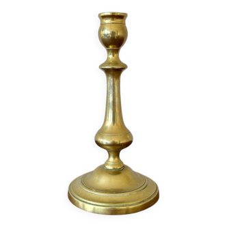 Vintage baluster-shaped antique brass candlestick