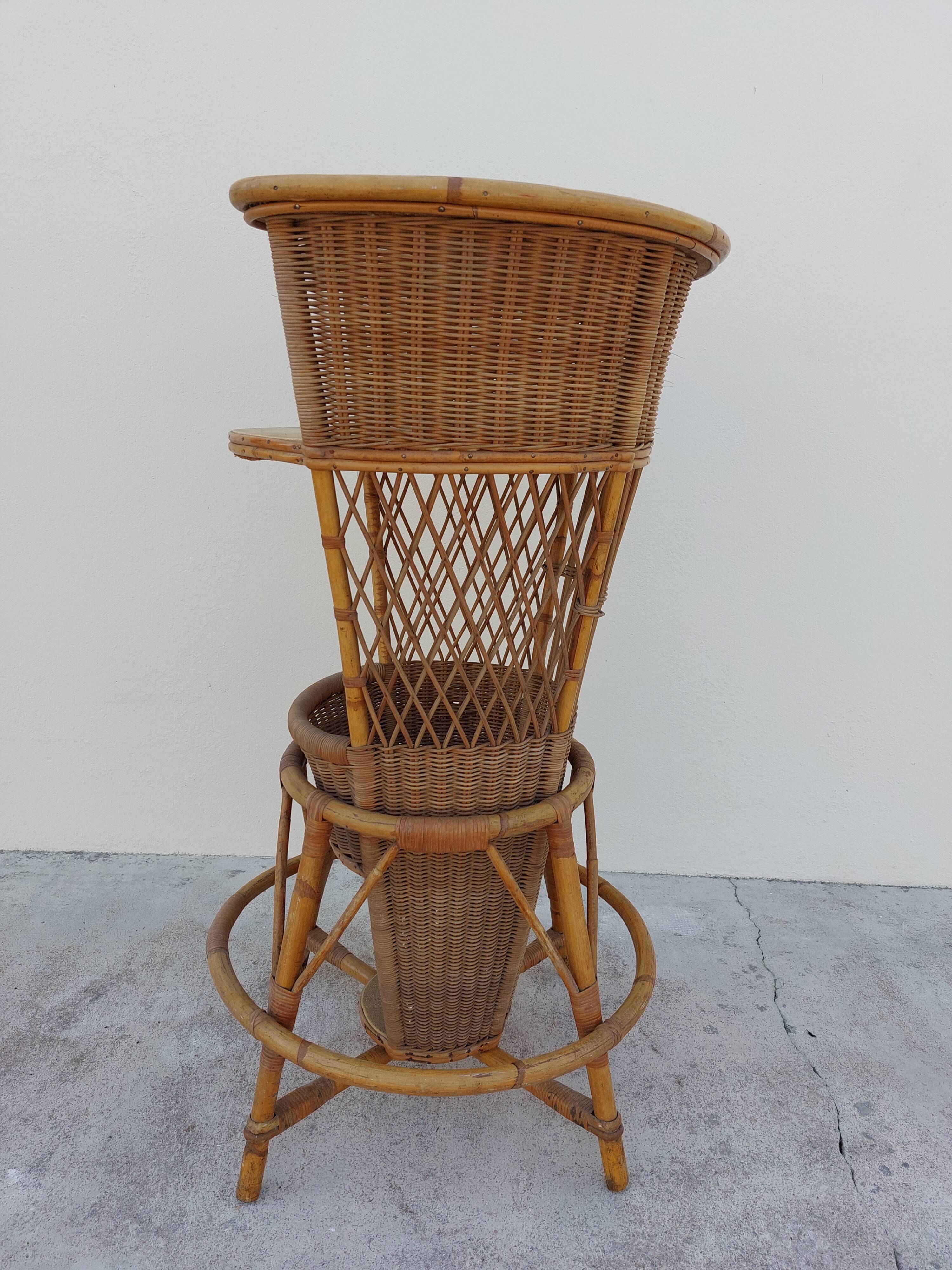 1950 vintage rattan cocktail bar