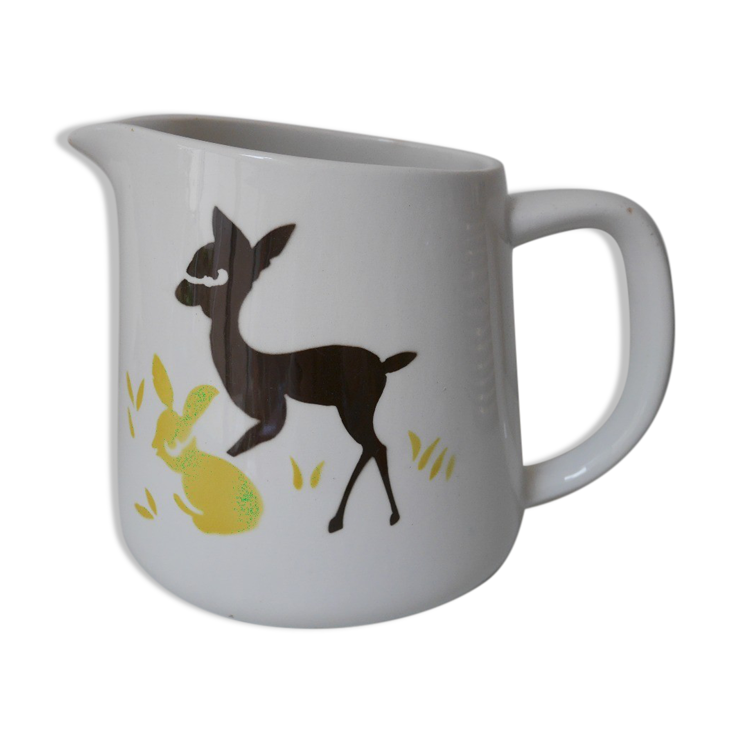 Fawn pitcher and rabbit