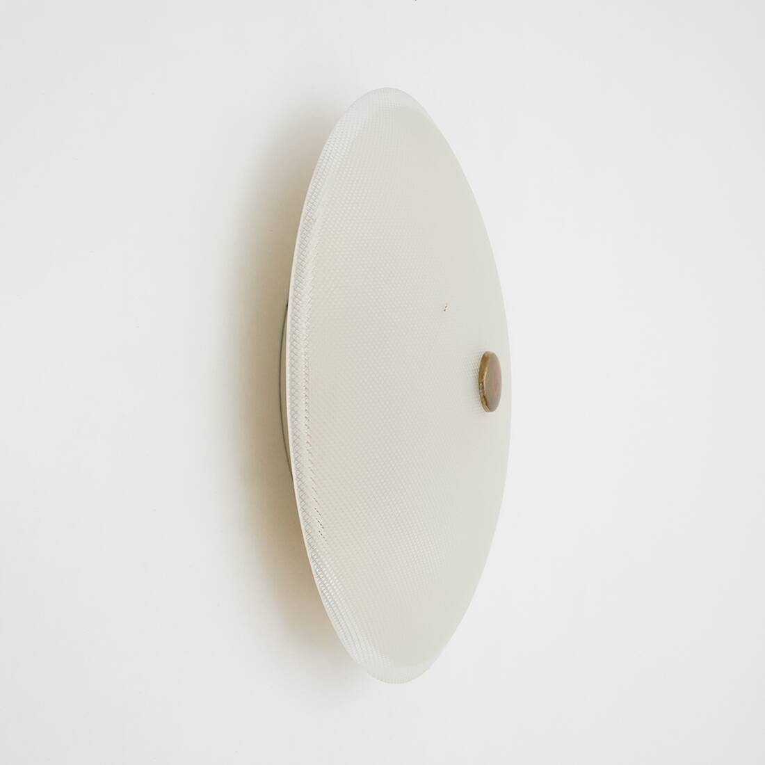Stilnovo Textured Glass Flush Mount Ceiling Lamp, Italy 1950s