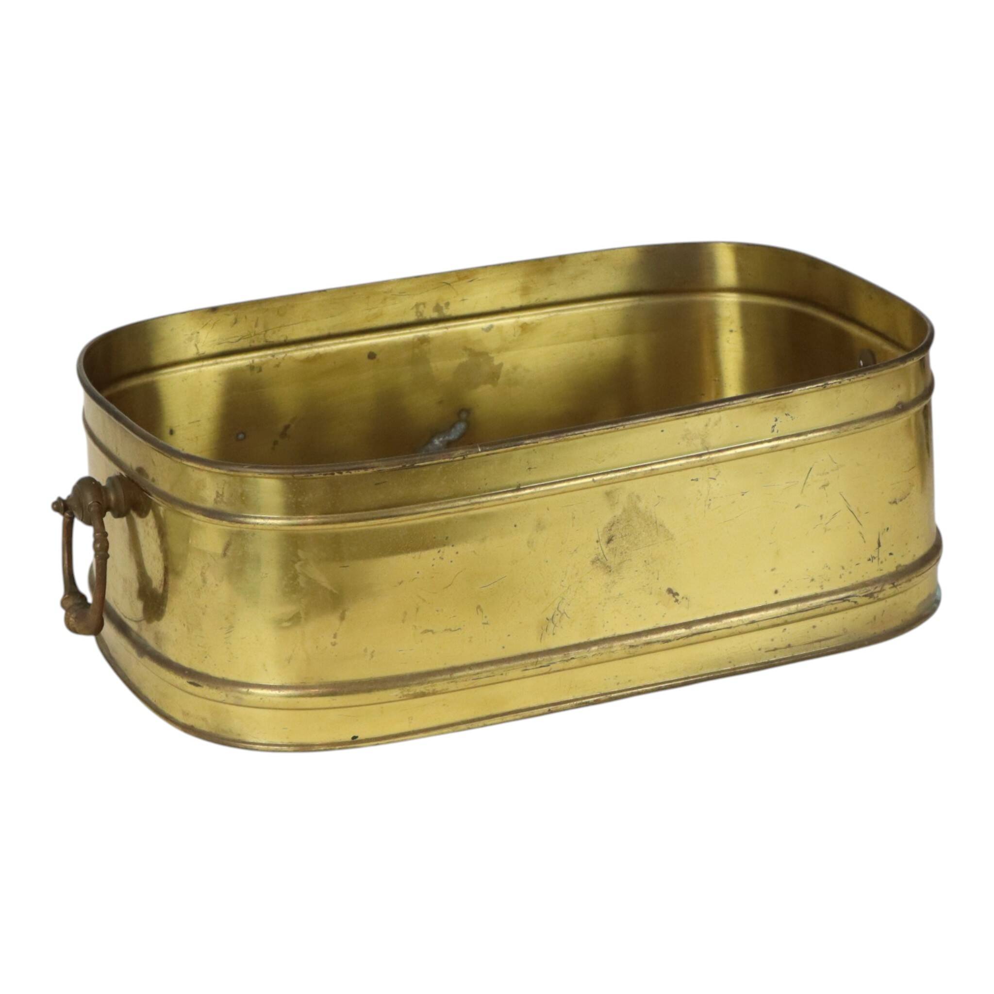 Large Oval Brass Planter Vintage XL Cachepot 41cm