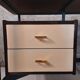 Vintage lacquered top desk with iron structure and pointed brass feet