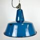 Industrial blue enamel factory lamp with cast iron top, 1960s