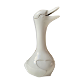 Carafe animalière grande oie en porcelaine blanche vintage années 80