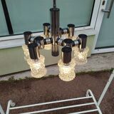 Vintage ceiling lamp in chrome plated and glass cut from targetti 1970 - 6 lamps