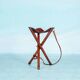 Scandinavian bohemian leather stool, Danish teak stool.