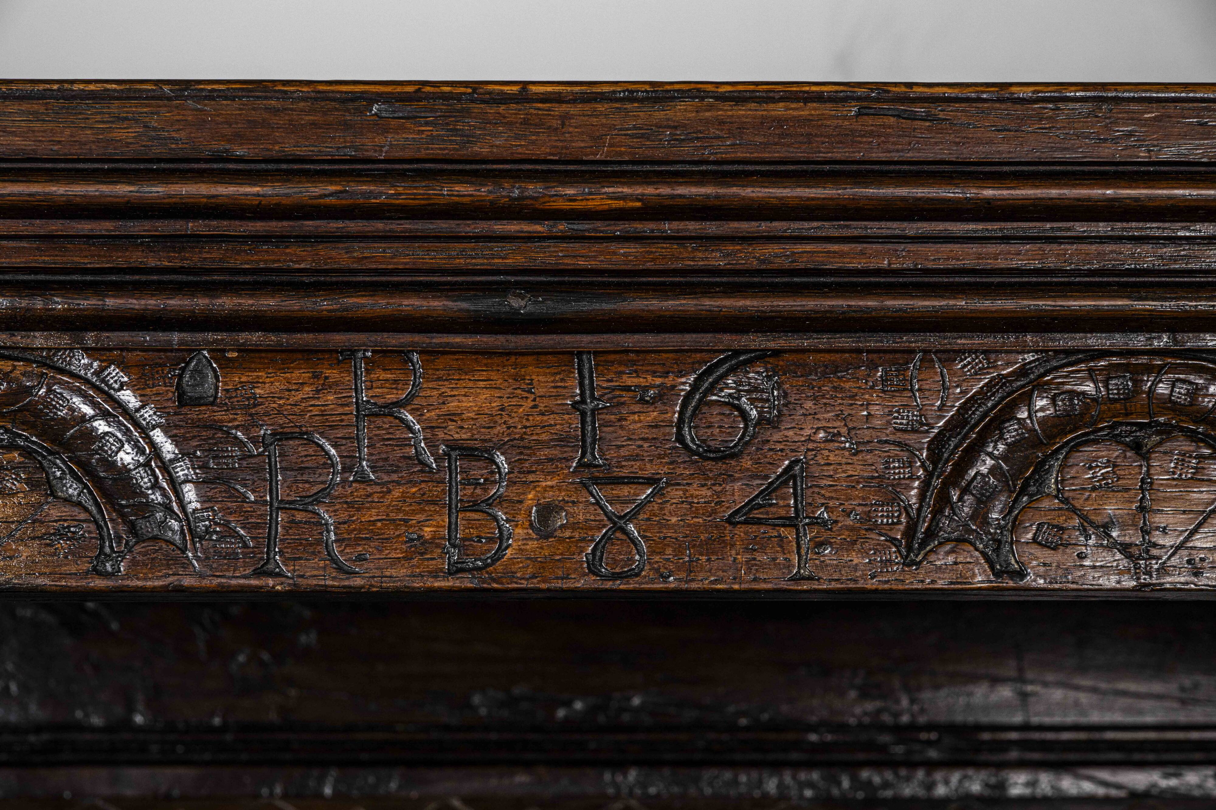 Charles II Oak Plaque, 1684, Set of 3