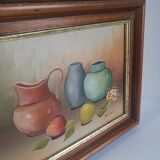 Still life painting frame signed vintage