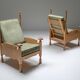 Throne long chairs in natural oak - 1950s