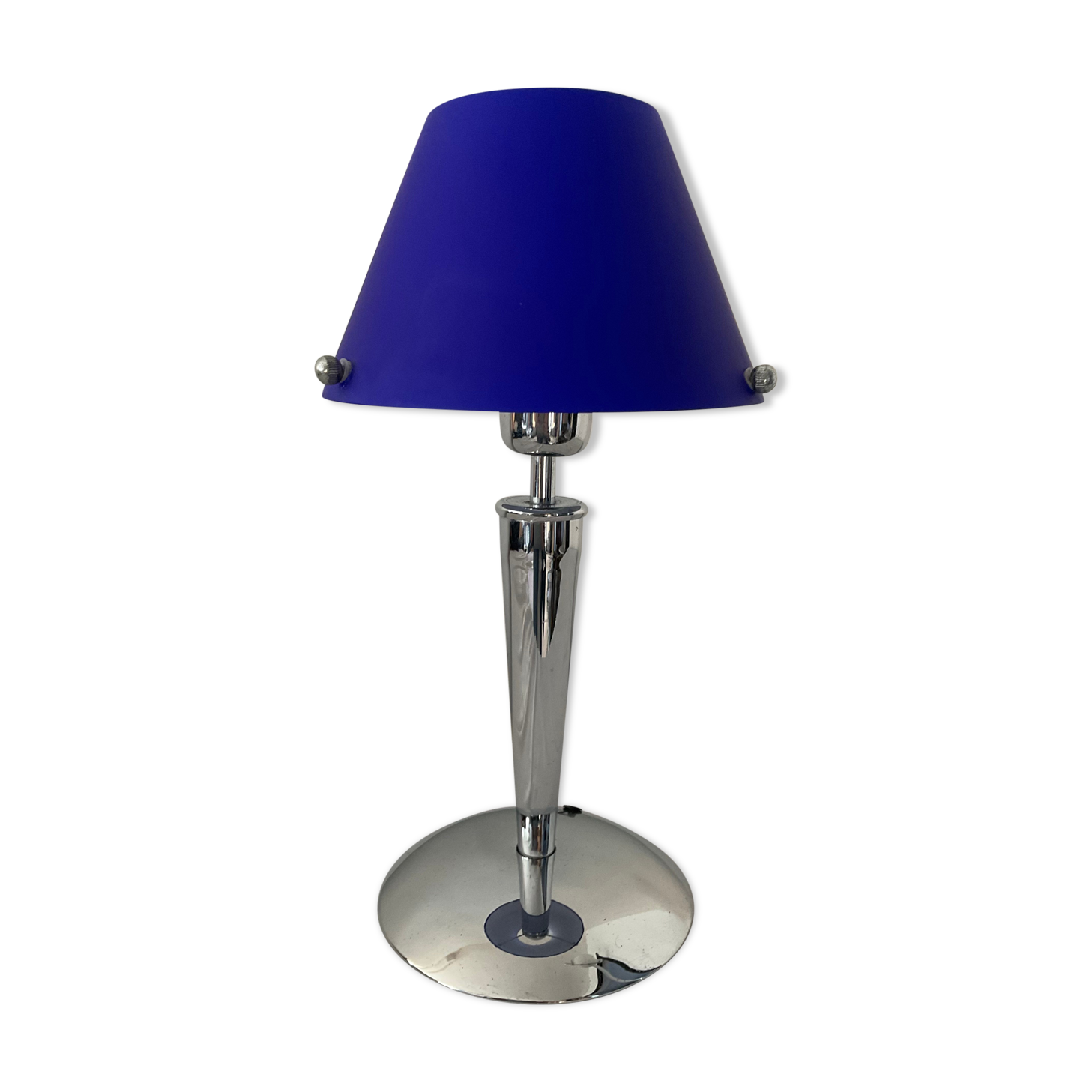 Design lamp in chromed metal and glass paste