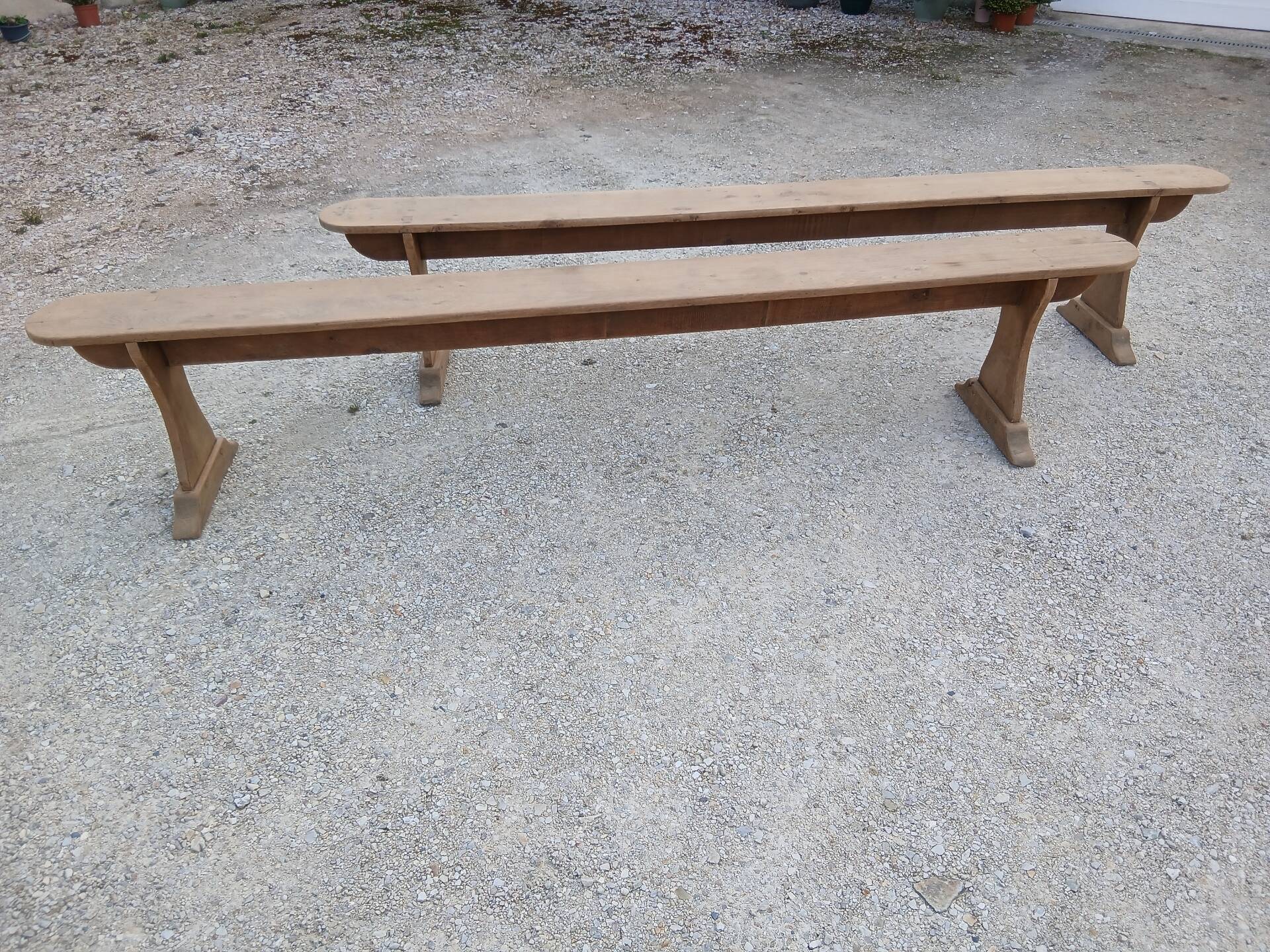 Pair of oak benches 250cm