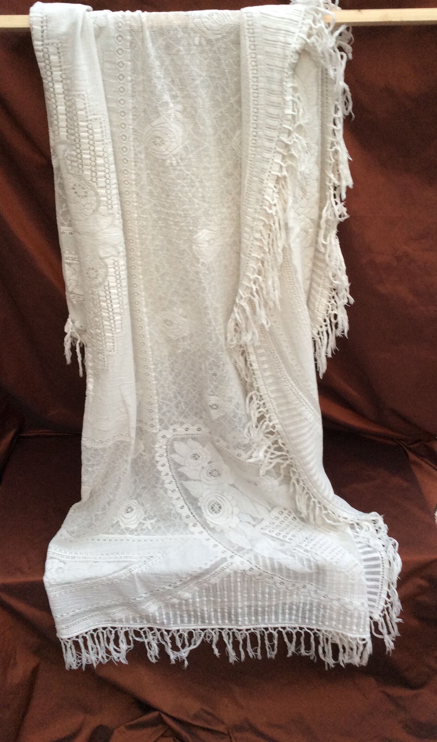 Old white lace tablecloth