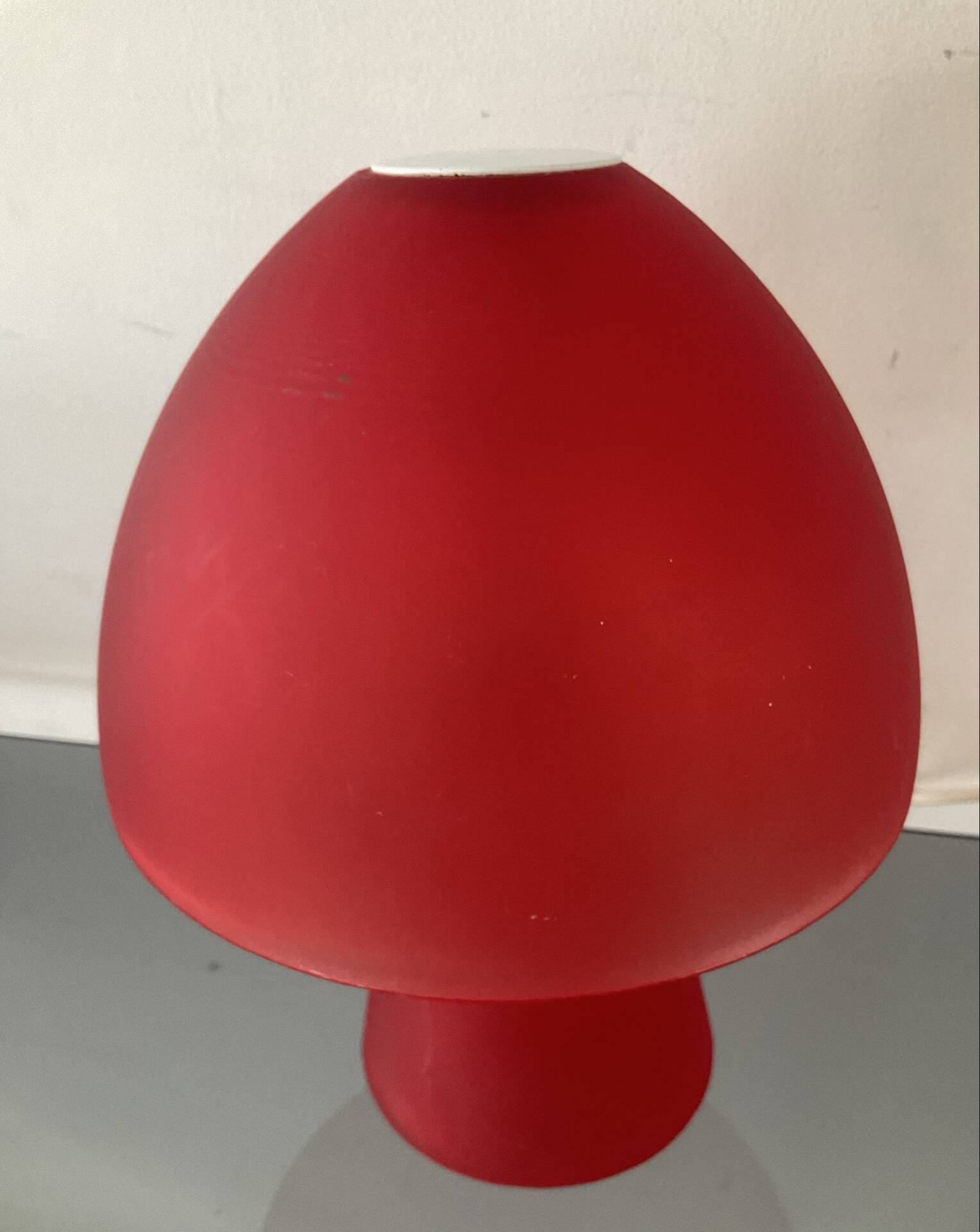 Vintage red glass mushroom lamp