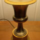 Lampe vintage, acier et laiton. Abat-jour en vessie de porc