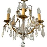 Lustre en bronze à pampilles (cristal)