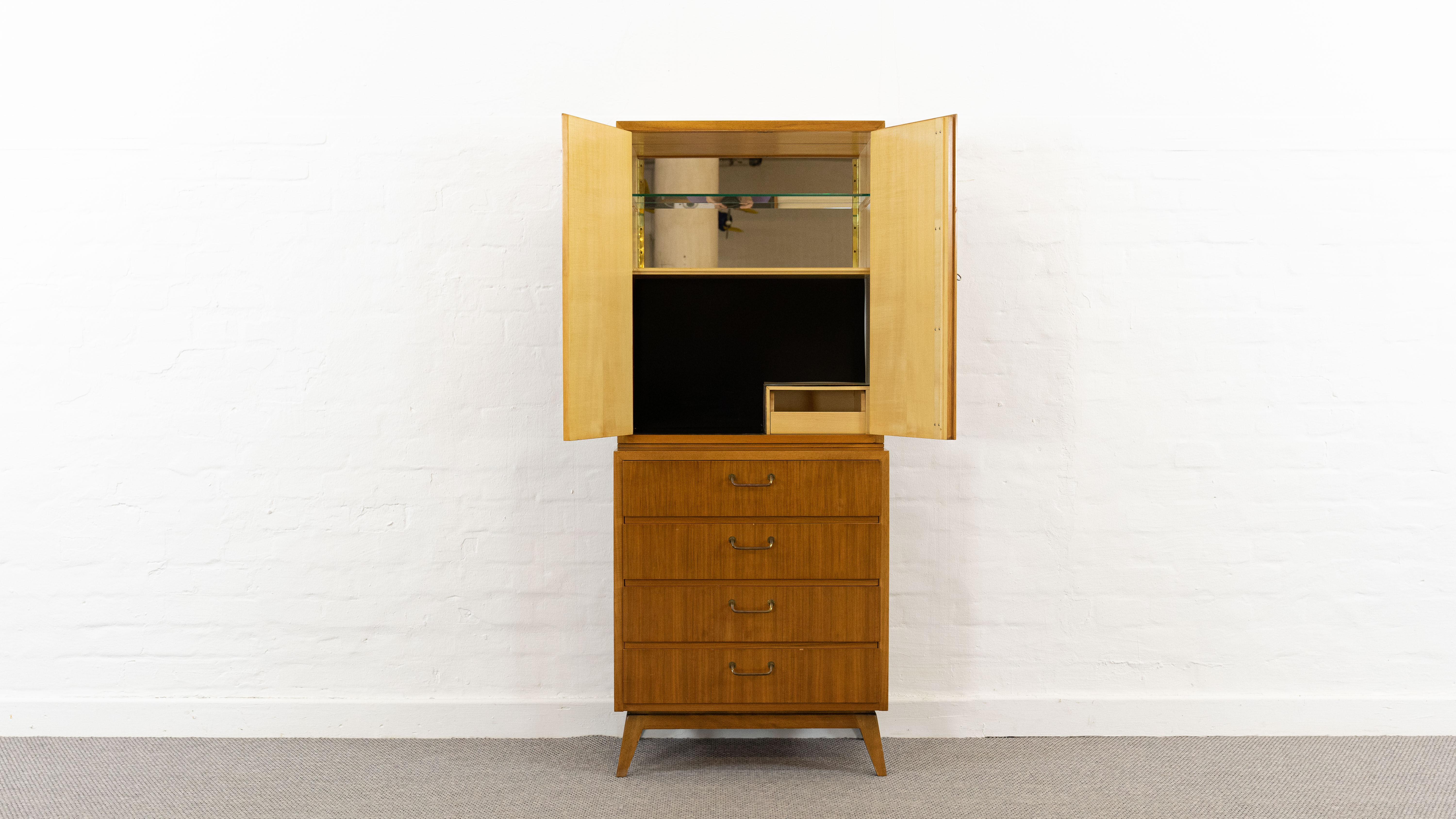 Vintage mid century bar cabinet by ernst behr, germany 1950s