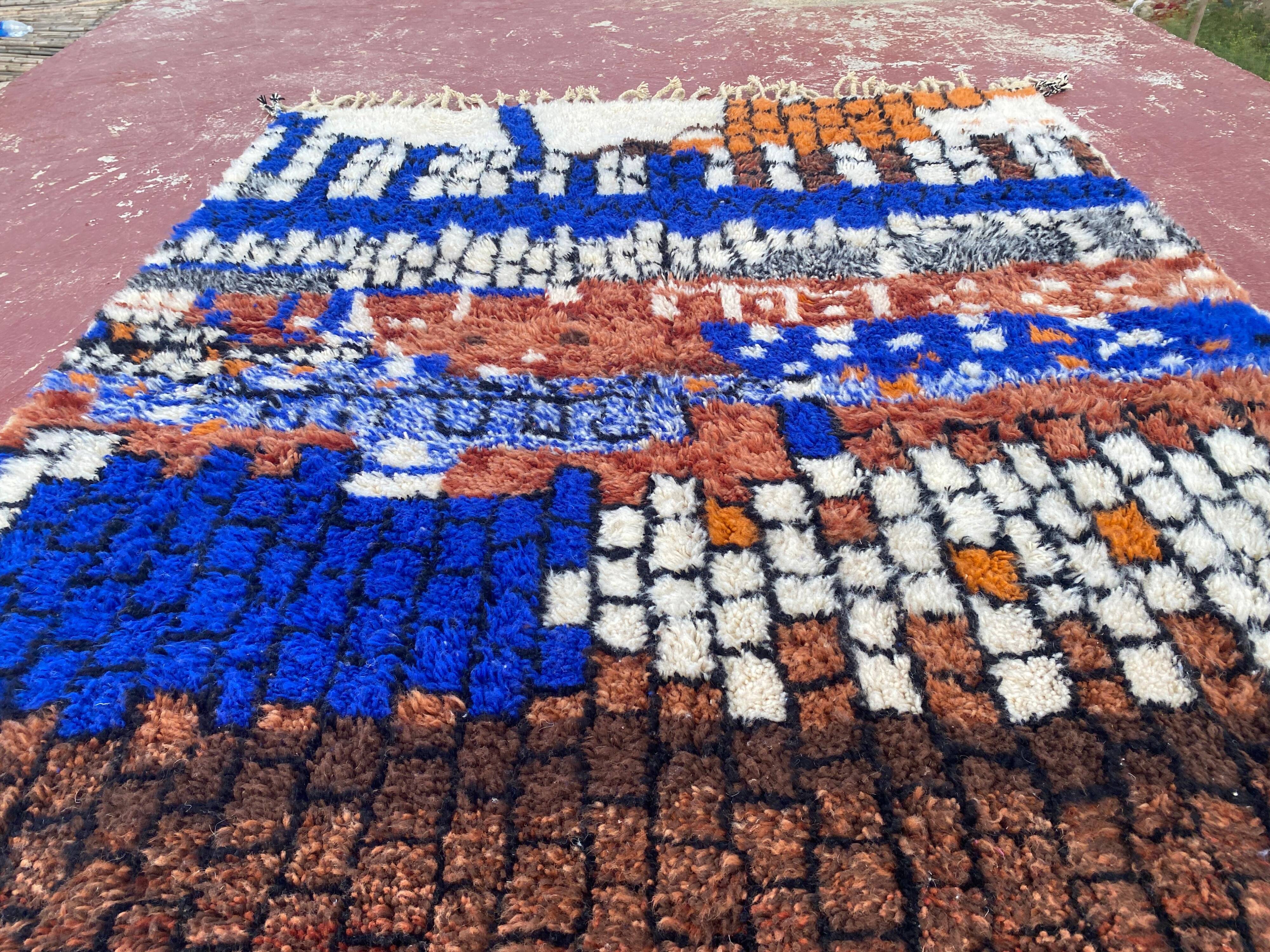 Contemporary multicoloured Berber rug in wool – 300 x 200 cm