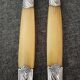 Art deco salad cutlery, silver virole horn sleeve