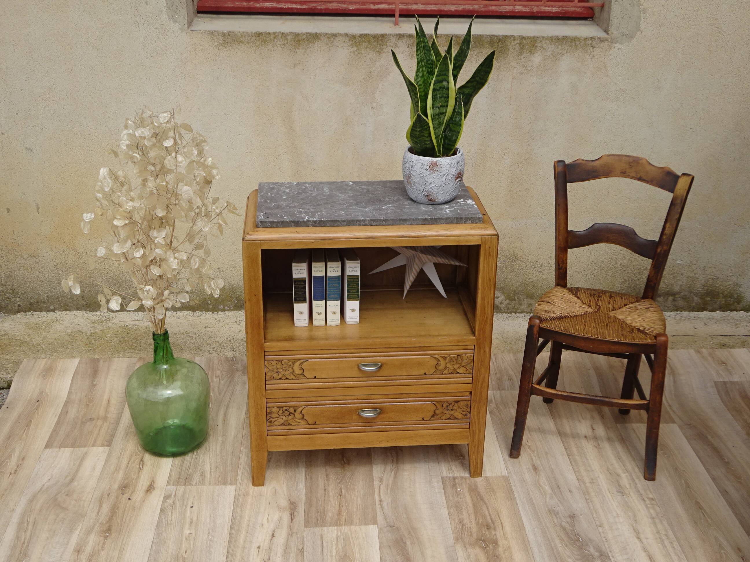 Large oak bedside cabinet