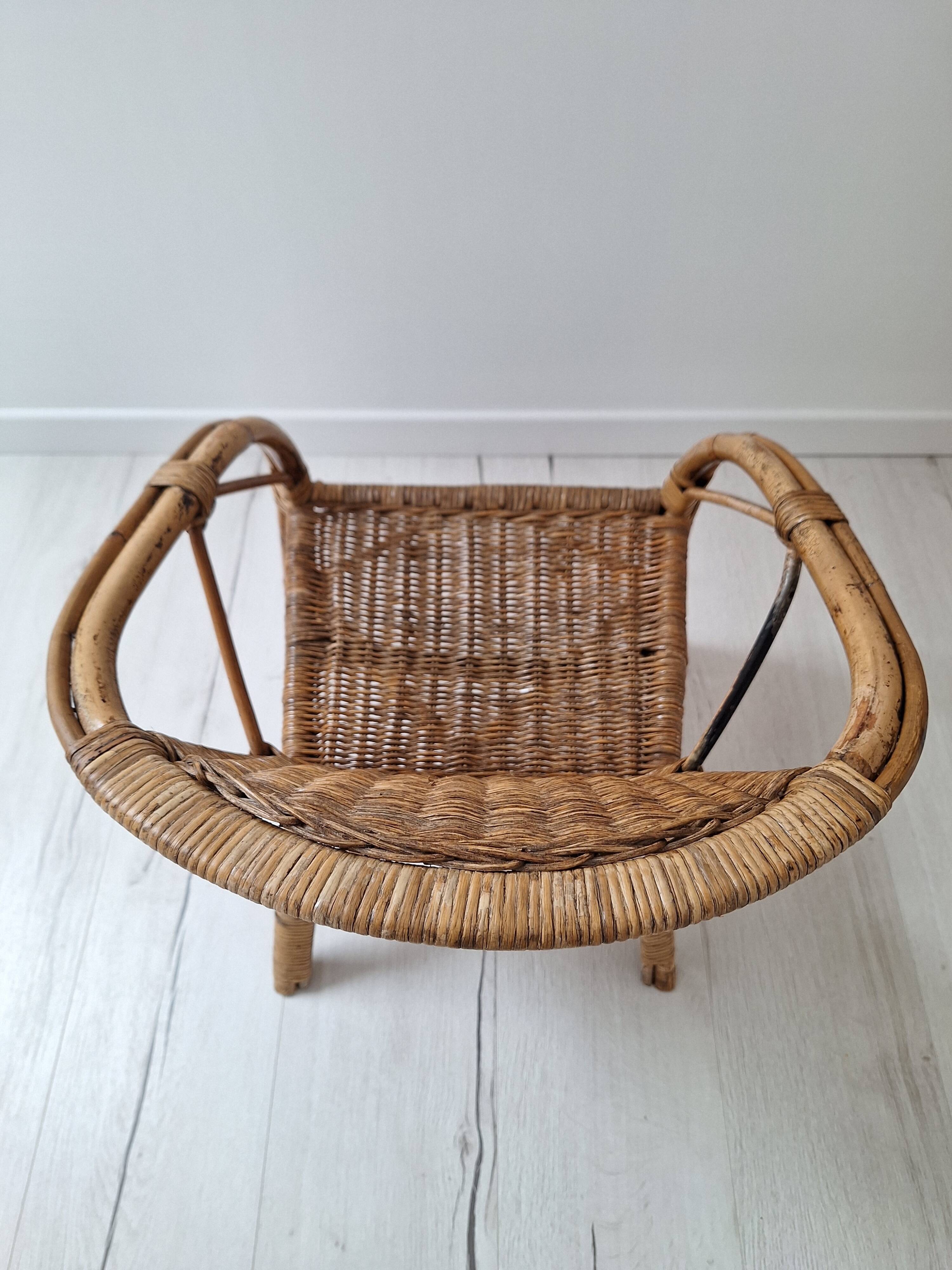 Vintage children's rattan chair