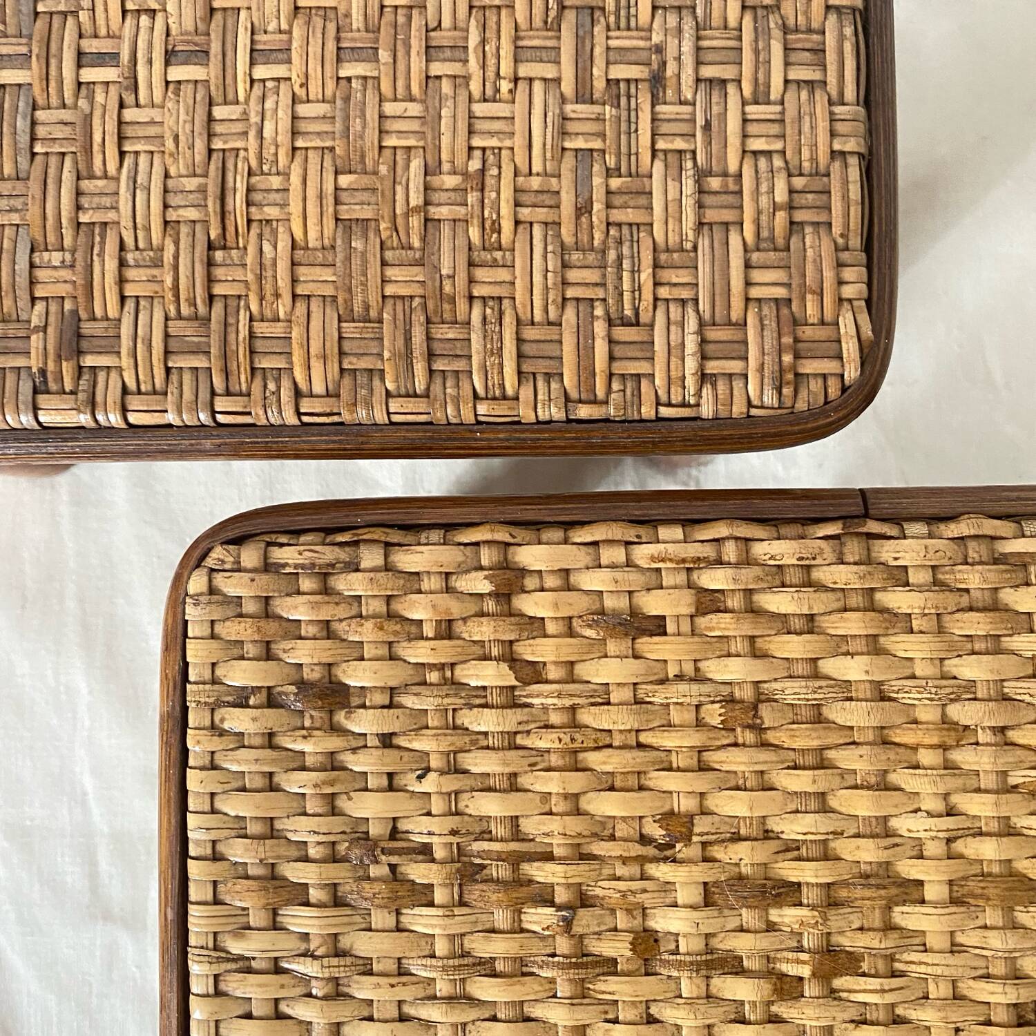 Vintage rattan low stools