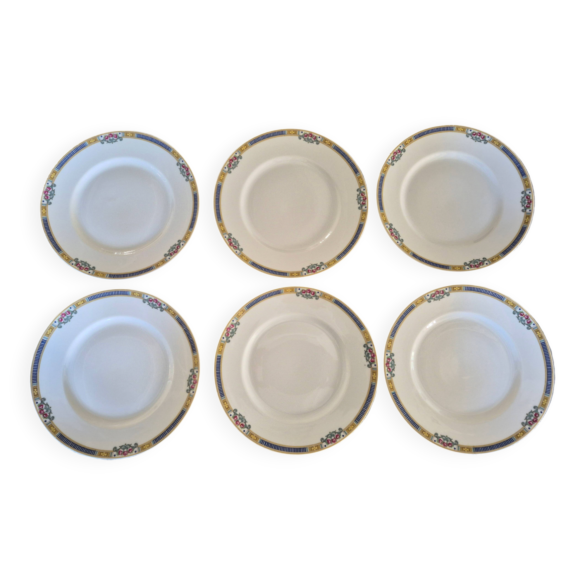 Série de 6 assiettes à dessert Bernardaud Limoges – Art Déco – A714