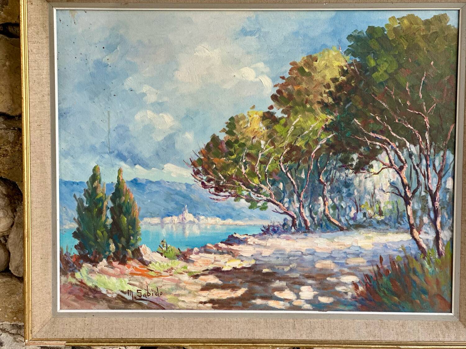 Mediterranean Landscape Painting Signed by Mr. Sabido