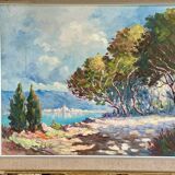 Mediterranean Landscape Painting Signed by Mr. Sabido