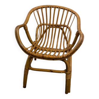 Fauteuil vintage 1970 rotin