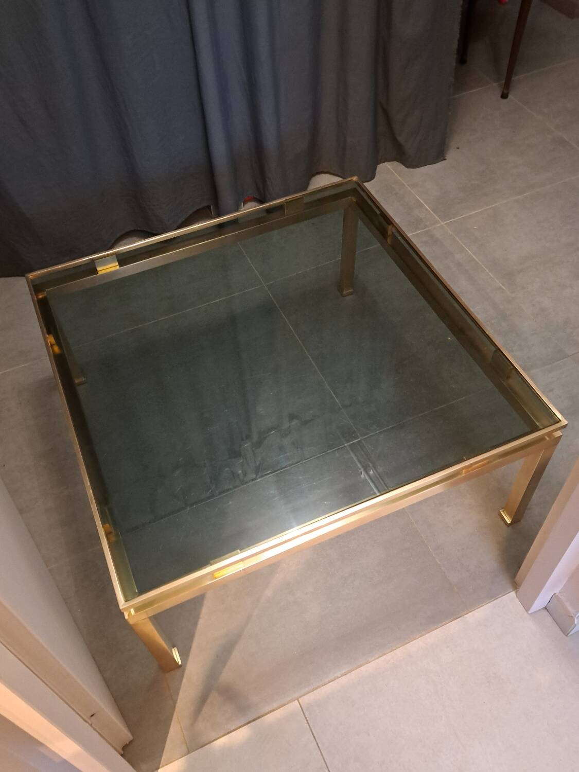 Guy Lefevre brass and glass coffee table