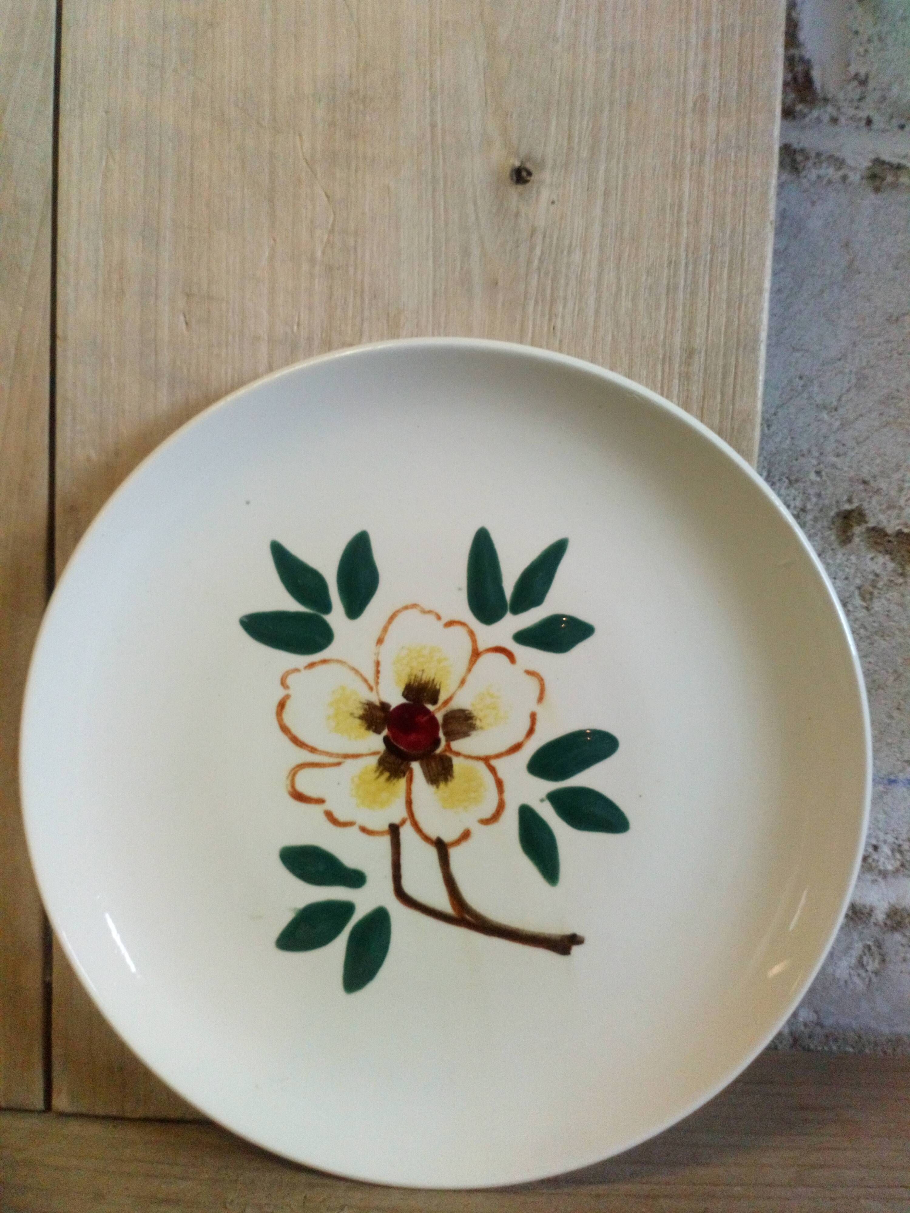 Five flowery dessert plates from continental earthenware