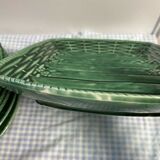Flat earthenware asparagus set and 8 Sarreguemines plates