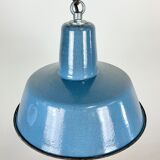 Industrial blue enamel pendant lamp, 1960s
