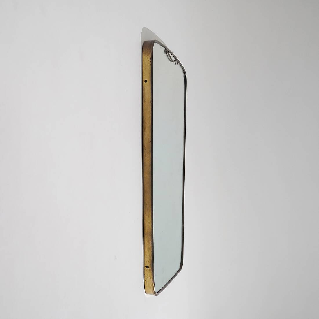 Wall mirror with brass frame, 1950s