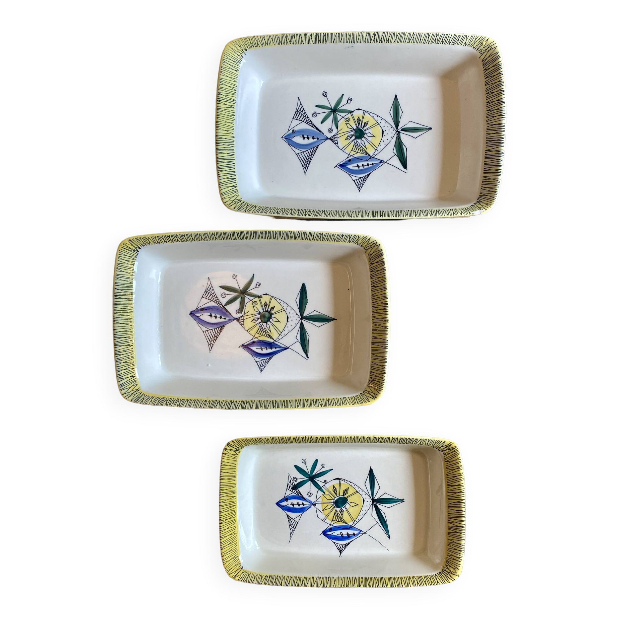 Set of 3 vintage serving dishes from the Flamingo series by Stavangerflint