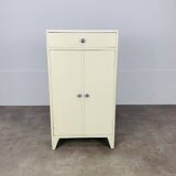 White wood convenient storage unit from the 1950s