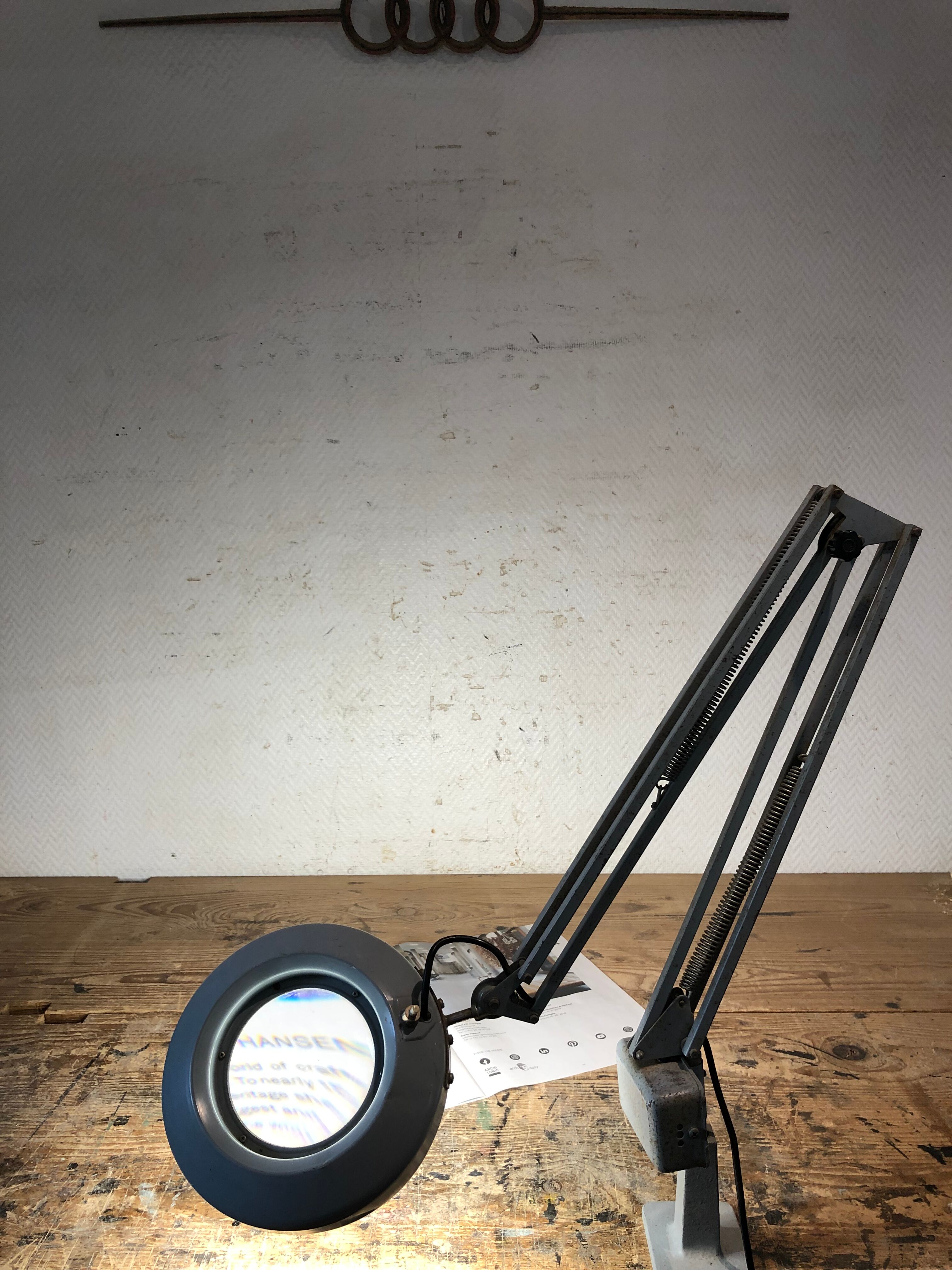 Rimsa Ciclope lamp with magnifying glass 1950