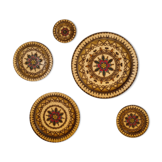 Set of 5 wooden wall decorations