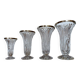Set of 4 antique crystal vases with silver-coloured necks - Hollywood Regency