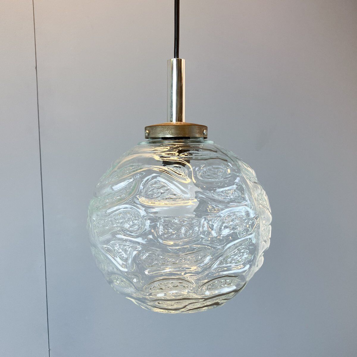 Lampes de chevet et suspension avec abat-jour en verre, par Graebe, années 1960, ensemble de 3