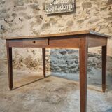 Antique country table with drawer – Oak and pine, France, circa 1900