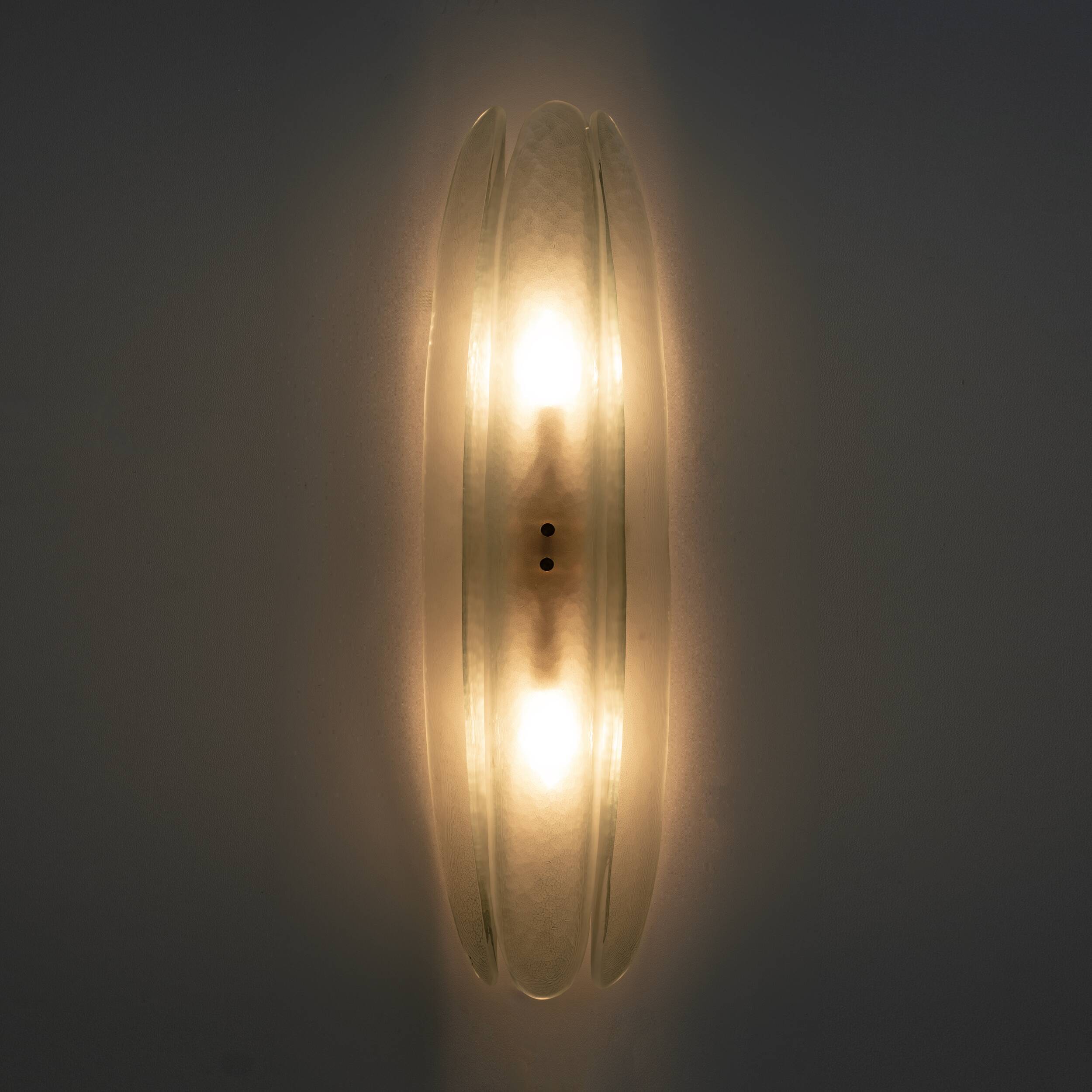 Pair of Fontana Arte Style Mid-century Modern Aqua Green Murano Glass Sconces