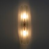 Pair of Fontana Arte Style Mid-century Modern Aqua Green Murano Glass Sconces