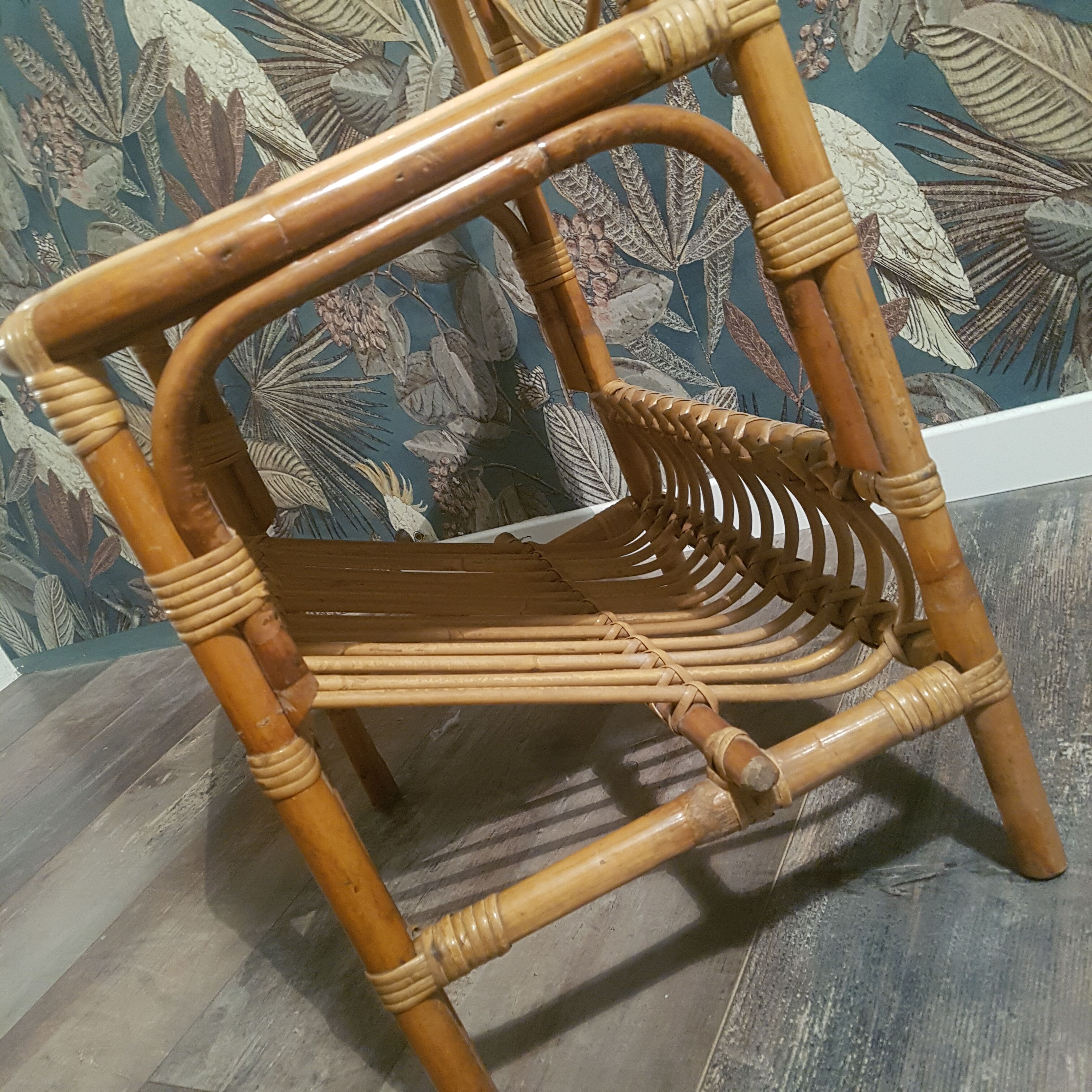 Vintage rattan bedside table