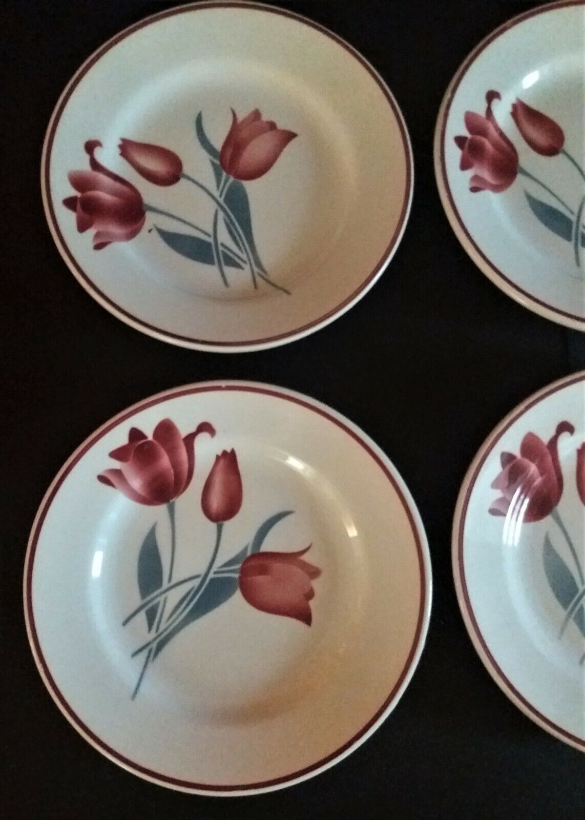 Series of six Orchies earthenware dessert plates model Simone