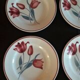Series of six Orchies earthenware dessert plates model Simone