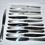 RENEKA Lot of 12 table knives with crossed ribbons and silver-plated metal, 24.5cm